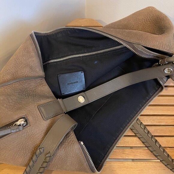 All Saints Leather Suede Handbag Backpack Hybrid Large with Woven Straps - Picture 5 of 12